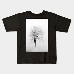 Skeletal Tree in a Snow Squall - BW Kids T-Shirt